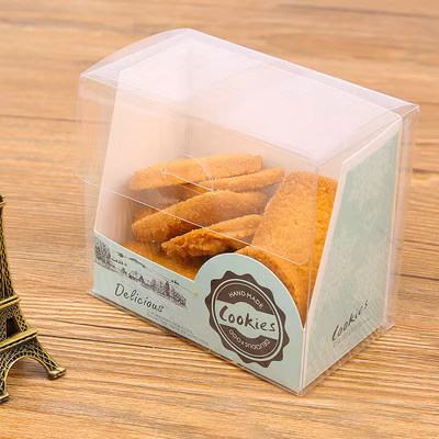 ベーカリー用の紙カード付き PET 折り畳まれたプラスチックの箱