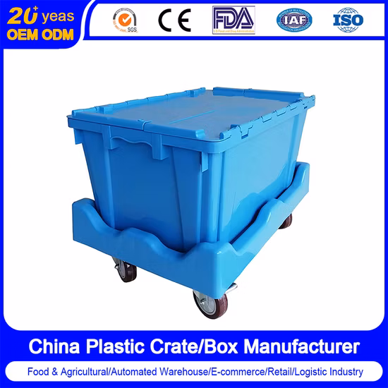 400*300*260 ミリメートルシーフード移動トートヘビーデューティプラスチックターンオーバー HDPE 入れ子式セキュリティキープクレート/ボックスヒンジ付きロック可能な蓋